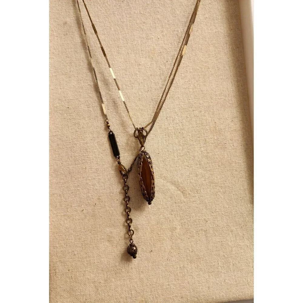 Jan Michaels Victorian Revival Style Pendant Necklace Carnelian Stone Signed